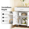 SoBuy Kücheninsel mit Arbeitsplatte Rollbarer Servierwagen Weiß B99 x H85 x T40 cm FKW133-WN