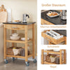 SoBuy | Küchenwagen mit Granitarbeitsplatte | Küchenrollwagen | Servierwagen Bambus | FKW28-SCH