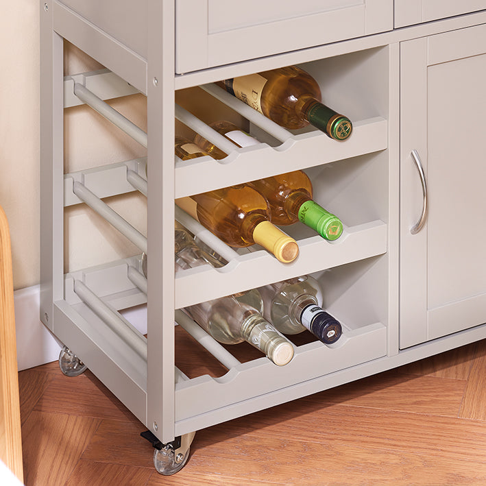 SoBuy | Servierwagen | mit Flaschenablagen Küchenwagen | Khaki | 67x86x38cm | FKW45-KA