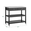 SoBuy | Küchenwagen mit Edelstahlplatte | Sideboard | Servierwagen Schwarz | FKW47-SCH