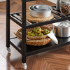 SoBuy | Küchenwagen mit Edelstahlplatte | Sideboard | Servierwagen Schwarz | FKW47-SCH