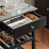 SoBuy | Küchenwagen mit Edelstahlplatte | Sideboard | Servierwagen Schwarz | FKW47-SCH