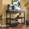 SoBuy | Küchenwagen mit Edelstahlplatte | Sideboard | Servierwagen Schwarz | FKW47-SCH