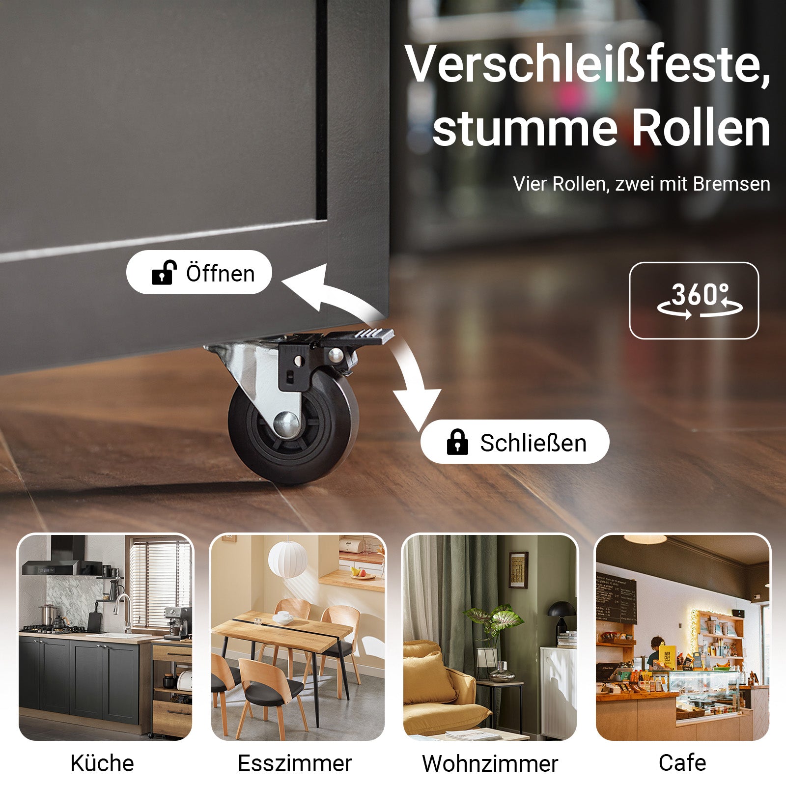 SoBuy | Küchenwagen | Servierwagen | mit 3 Ablagefächern | Schwarz | 60x90x40cm | FKW75-SCH