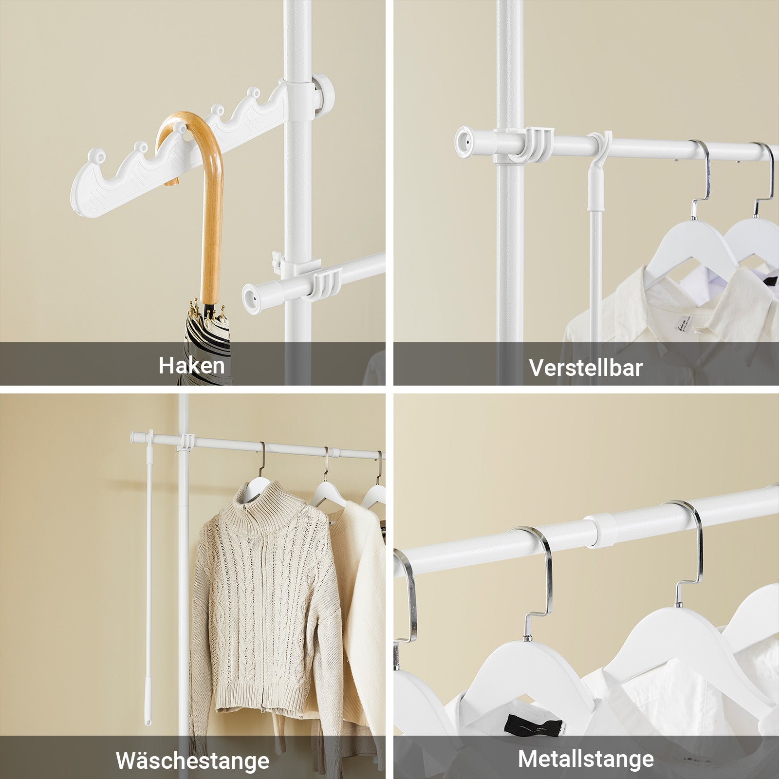 SoBuy | Teleskop Kleiderstange | Kleiderstangen System | Regalsystem | FRG109-II-W