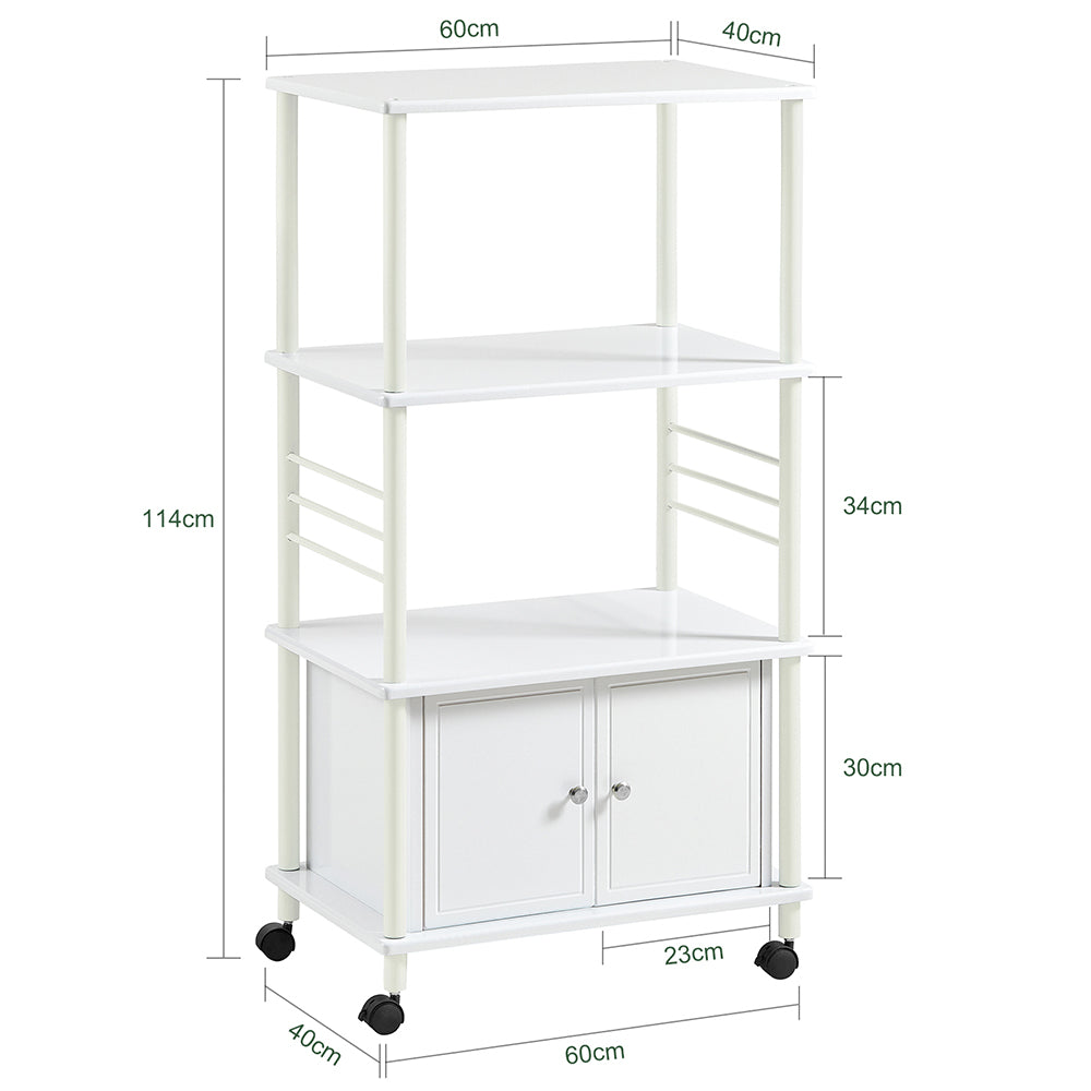 SoBuy | Mikrowellenschrank | Küchenschrank | mit Rollen Weiß | FRG12-W