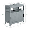 SoBuy | Waschbeckenunterschrank stahlgrau | Badezimmerschrank | Badmöbel Landhaus | FRG128-SG
