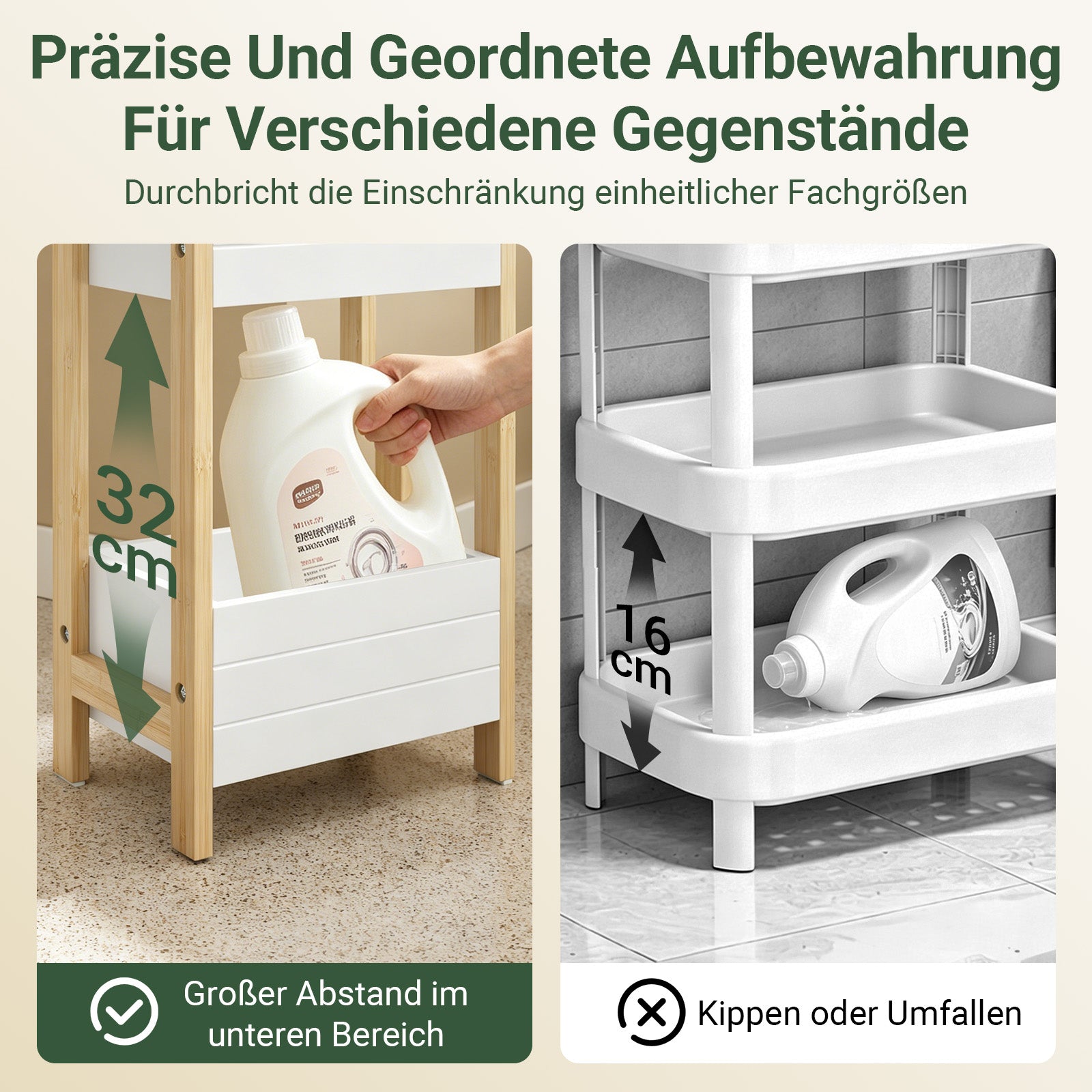 SoBuy | Badregal schmal mit 4 stabilen Regalen Weiß | FRG226-H-WN