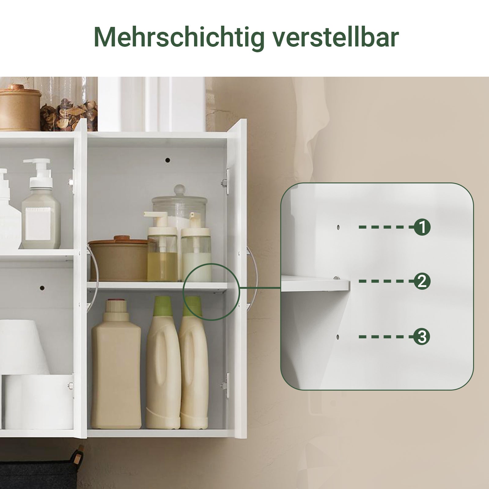 SoBuy | Hängeschrank mit 2 Türen | Badschrank | Wandschrank | Weiß | FRG231-L-W