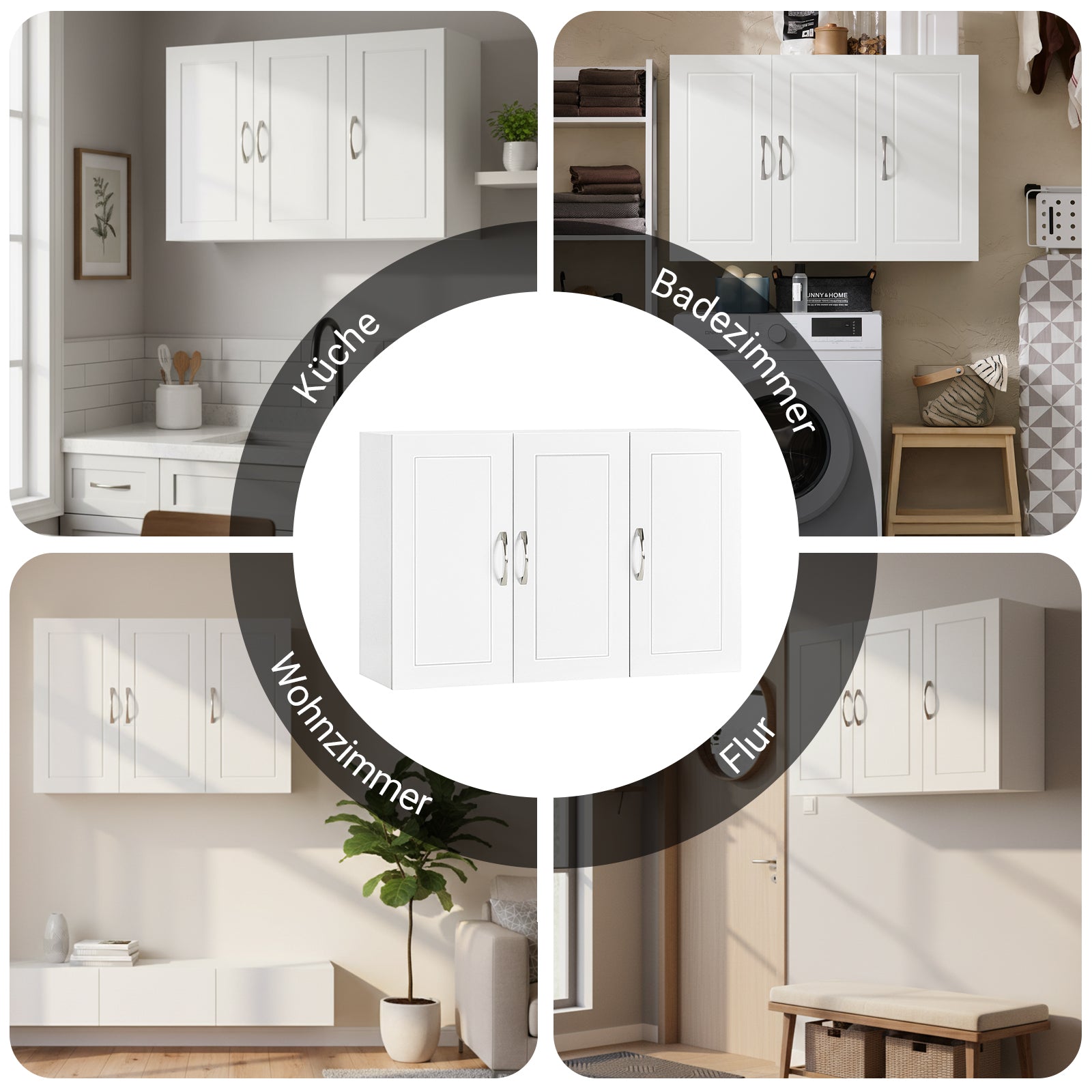 SoBuy | Hängeschrank mit 2 Türen | Badschrank | Wandschrank | Weiß | FRG231-L-W