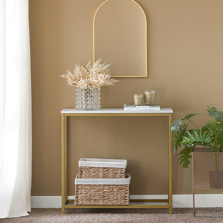 SoBuy | Konsolentisch mit goldenem Metallrahmen | Flurtisch | Sideboard | FSB29-G