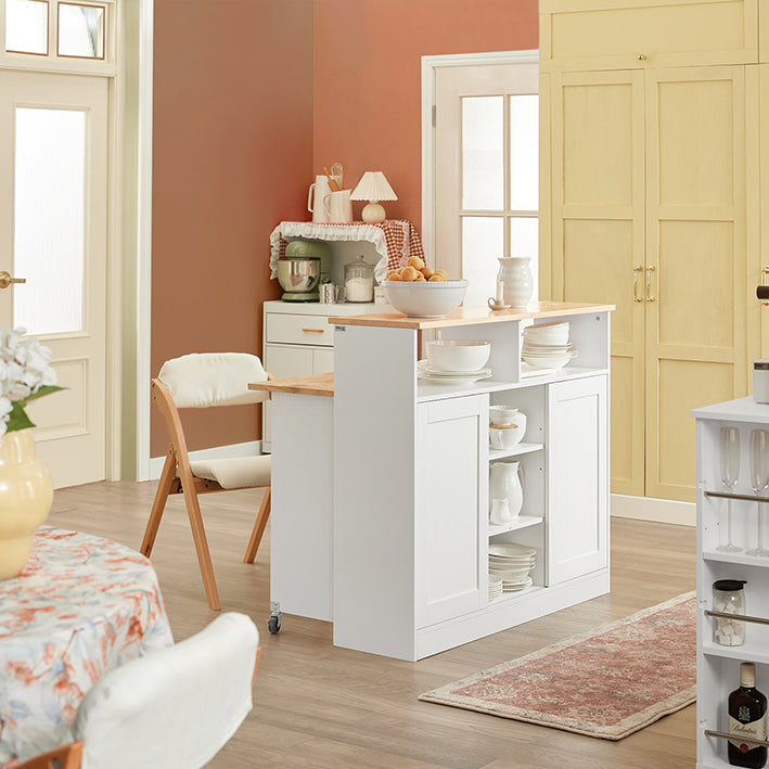 SoBuy | Sideboard mit Schiebetüren | Kücheninsel | Kommode | Weiß | FSB36-WN