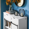 SoBuy | Küchenschrank | Sideboard mit Schiebetür | Kommode | Buffet | Weiß | FSB74-K-W