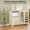 SoBuy | Sideboard mit 2 Glastüren | Küchenschrank | Kommode | Flurschrank | Beige | FSB81-MI