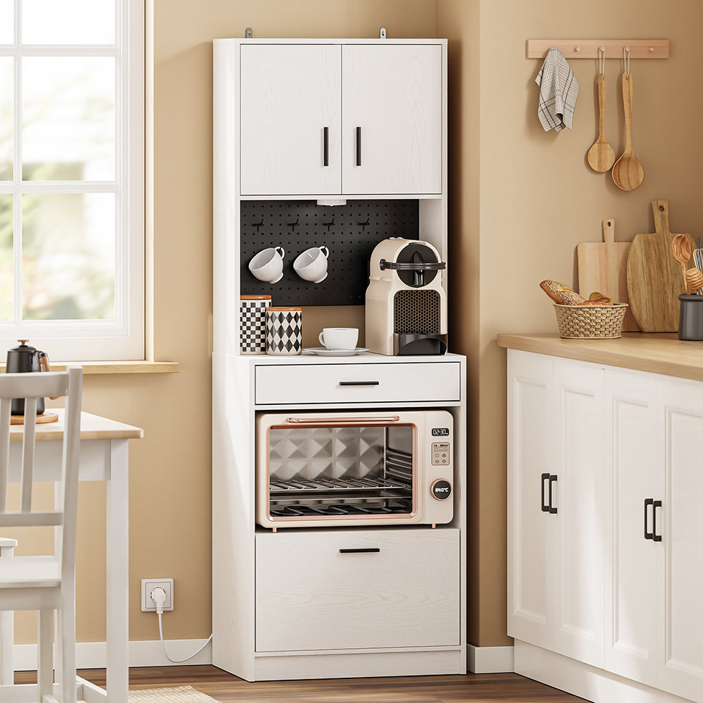 SoBuy Küchenschrank mit Steckdose und 2 USB-Anschlüssen Weiß FSB98-E-WG