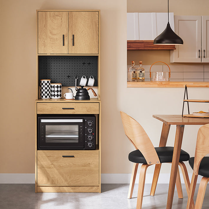 SoBuy | Mikrowellenschrank mit Pegboard | Hochschrank | Sideboard | Vintage | FSB98-N