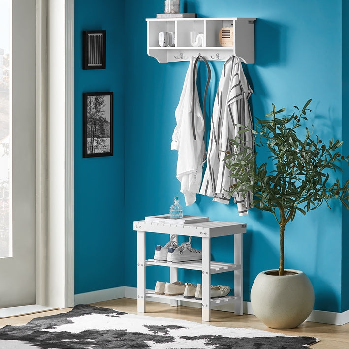 SoBuy | Schuhregal | Sitzbank schmal | Breit 50cm Weiß | FSR02-K-W