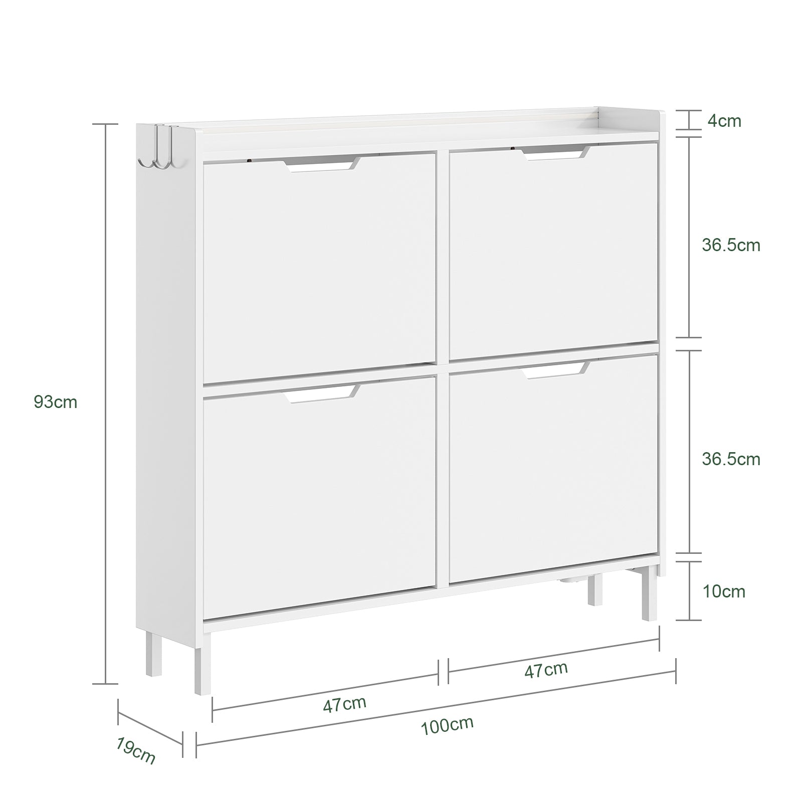 SoBuy | SoBuy Schuhschrank Schmal Hängend mit Sensorlicht und 19 cm Tiefe | Weiß | FSR100-E-W