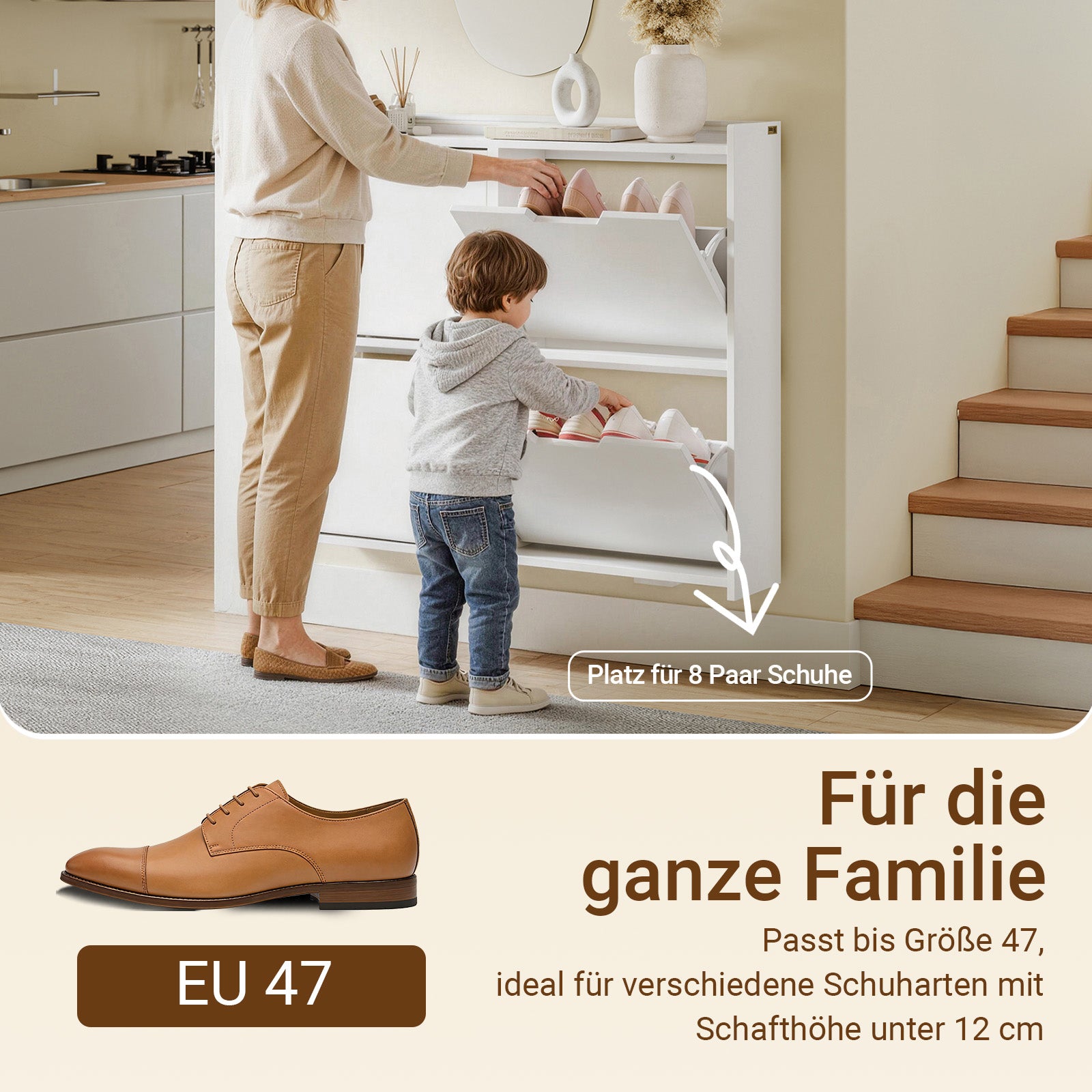SoBuy | SoBuy Schuhschrank Schmal Hängend mit Sensorlicht und 19 cm Tiefe | Weiß | FSR100-E-W
