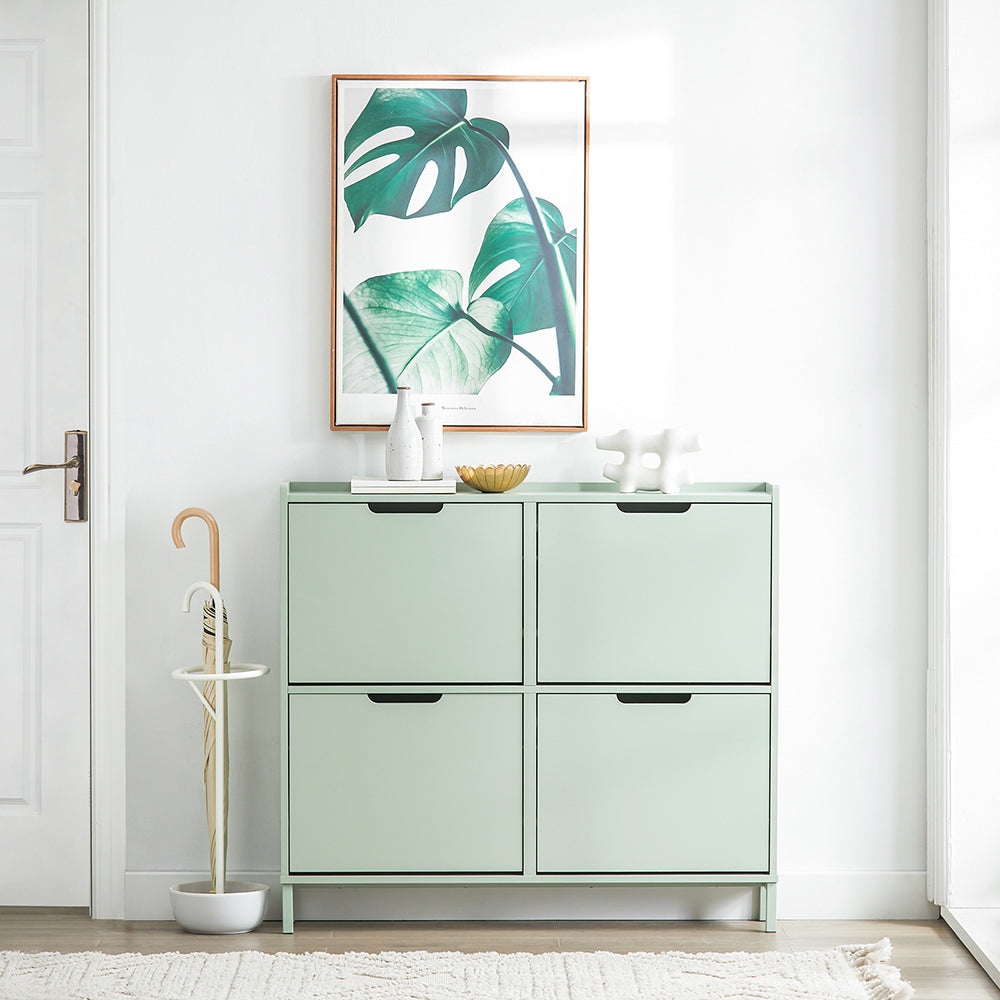 SoBuy | Schuhkipper | Schuhschrank | mit 4 Klappen | Grün | FSR100-GR