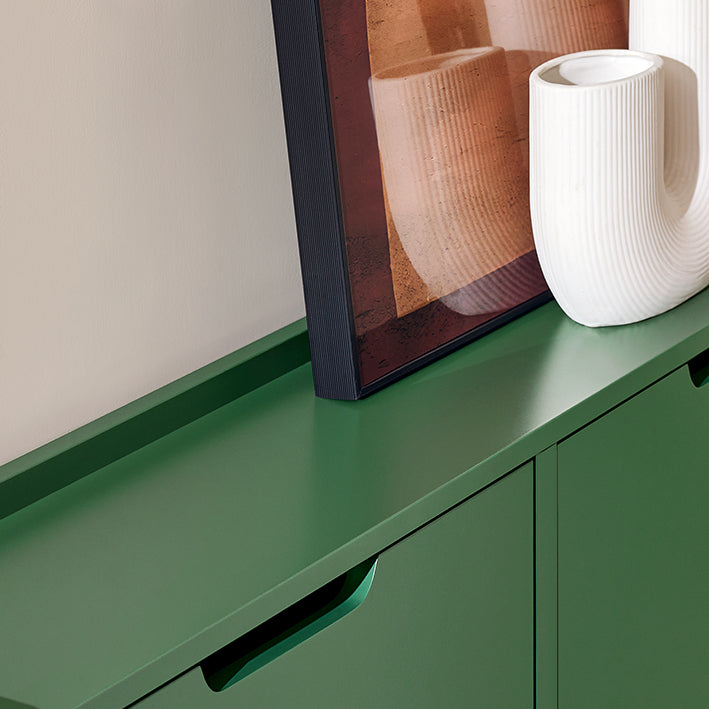 SoBuy | Schuhkipper | Schuhschrank mit 4 Klappen | Schuhkommode | Dunkelgrün | FSR100-SY