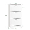 SoBuy | Schuhschrank | mit 3 Klappen Schuhregal Schuhkipper | Weiß | 60x115x24cm | FSR110-W