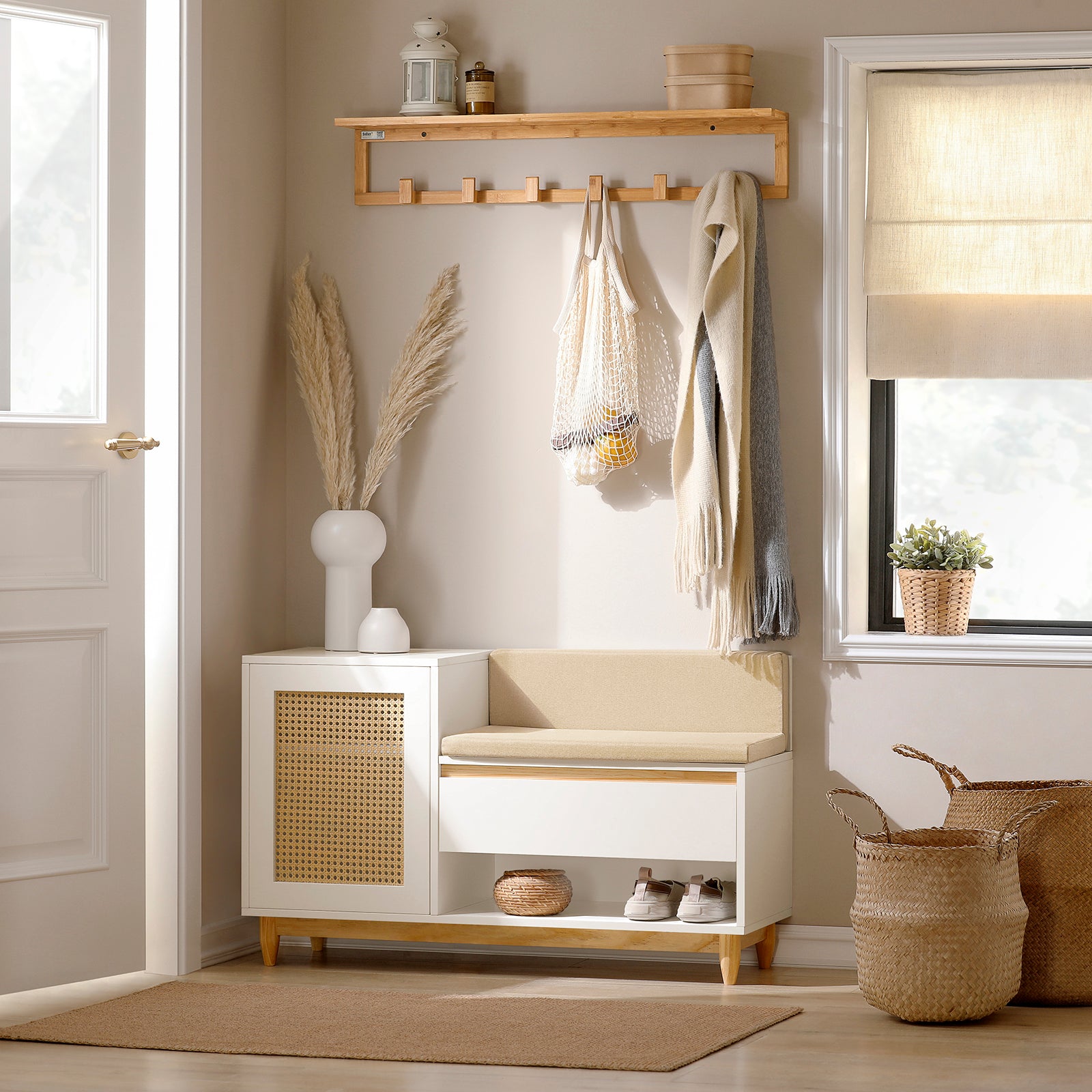 SoBuy | Garderobenbank | Sitzbank | Dielenbank | Schuhbank | Schuhregal | FSR128-W