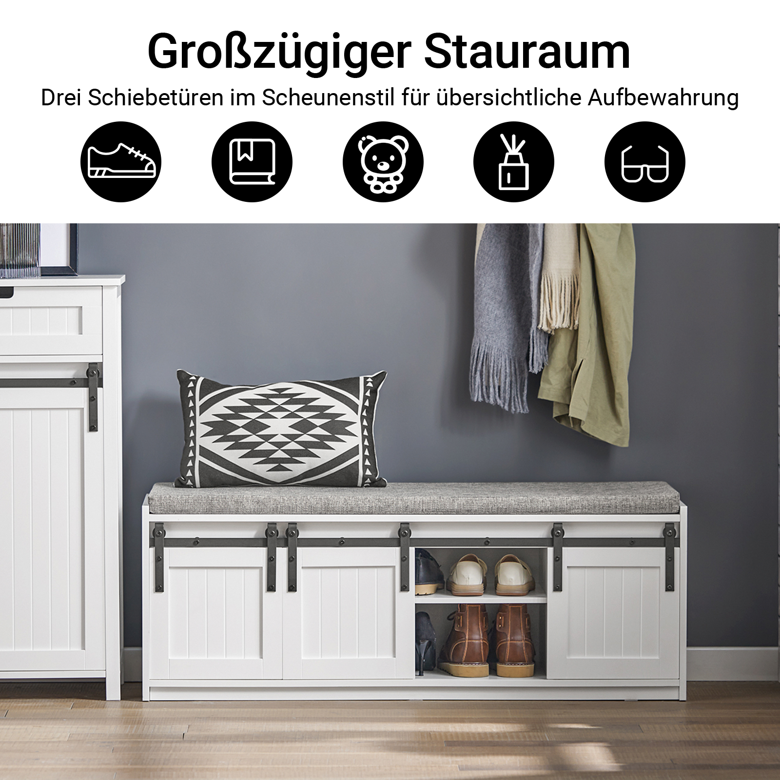 SoBuy | Garderobenbank | Sitzbank | Dielenbank | Schuhbank | FSR133-W