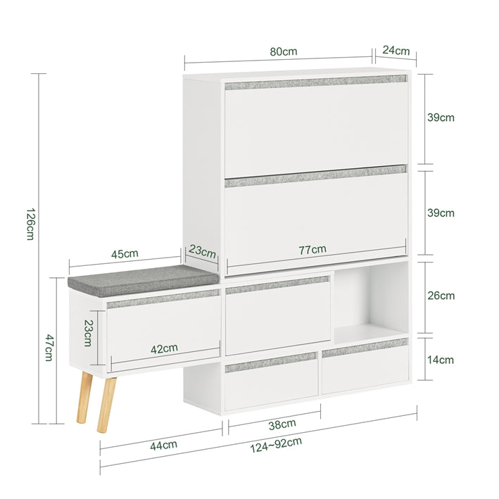 SoBuy | Schuhkipper | Schuhschrank | Schuhkommode Weiß | FSR134-W