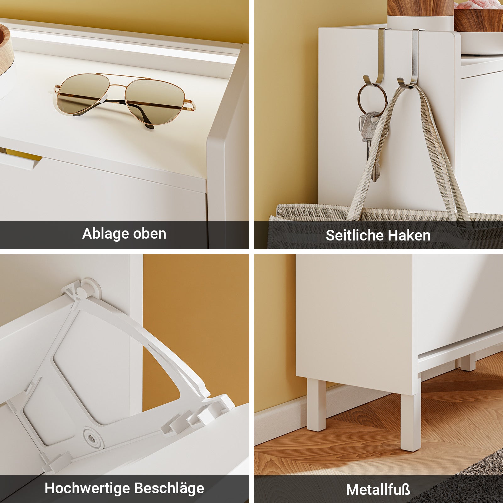 SoBuy Schuhschrank Schmal Hängend mit Sensorlicht und 19 cm Tiefe Weiß FSR151-H-E-W