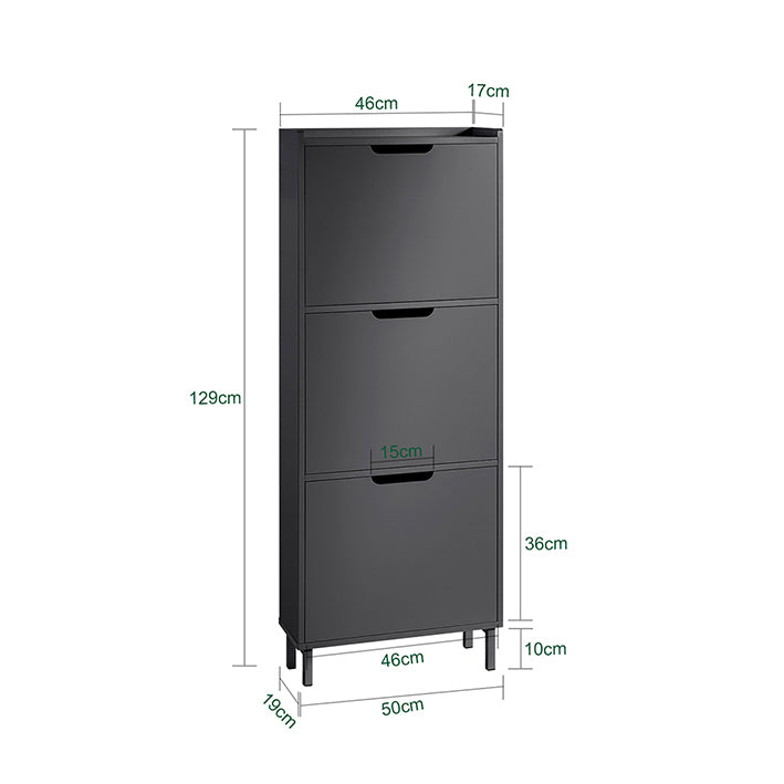 SoBuy | Schuhkipper mit 3 Klappen | Schuhschrank | Schuhkommode | Schwarz | FSR151-H-SCH