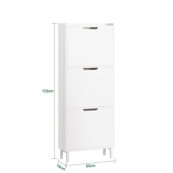 SoBuy | Schuhkipper mit 3 Klappen | Schuhschrank | Schuhkommode | Weiß | FSR151-H-W