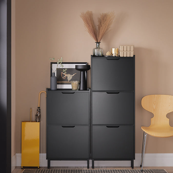 SoBuy | Schuhkipper mit 3 Klappen | Schuhschrank | Schuhkommode | Schwarz | FSR151-H-SCH