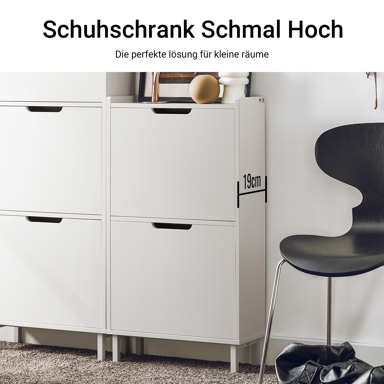 SoBuy | Schuhkipper mit 2 Klappen | Schuhschrank | Schuhkommode | Weiß | FSR151-W