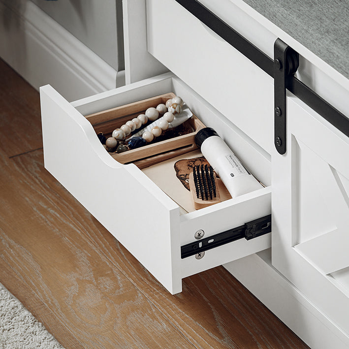 SoBuy | Schuhbank mit Sitzfläche | Schuhregal | Dielenbank mit Schiebetüren | Weiß | FSR153-W