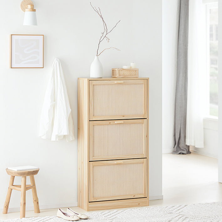 SoBuy | Schuhkipper mit 3 Klappen | Schuhschrank | Schuhkommode | Natur | FSR159-N