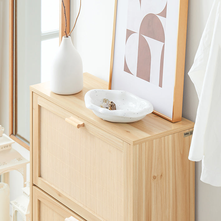 SoBuy | Schuhkipper mit 2 Klappen | Schuhschrank | Schuhkommode | Natur | FSR160-N