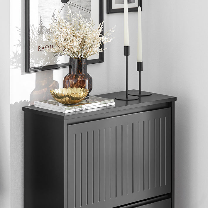 SoBuy | Schuhkipper mit 3 Klappen | Schuhschrank | Schuhregal | Schwarz | FSR165-H-SCH