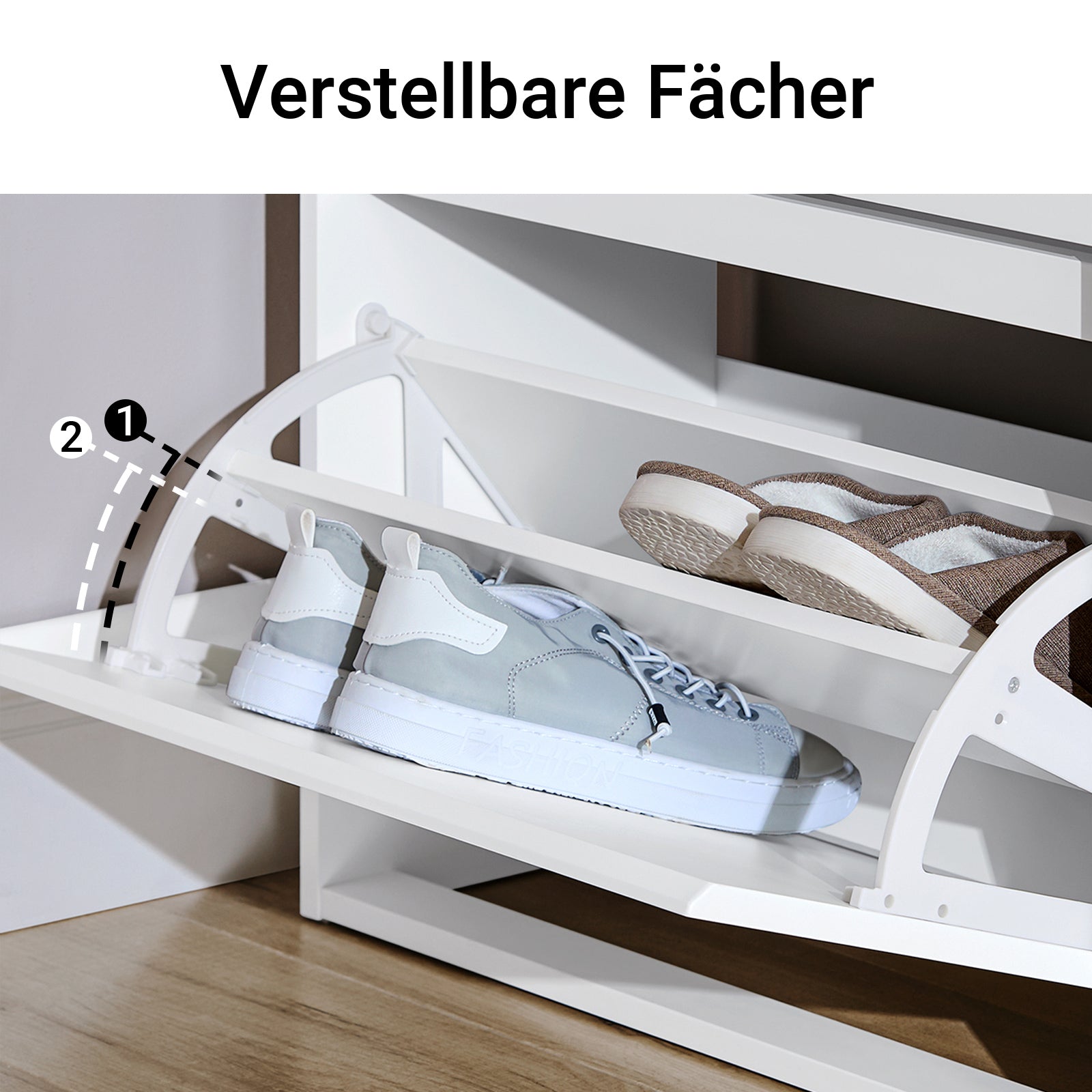 SoBuy | Schuhkipper mit 2 Klappen | Schuhschrank | Schuhregal | Weiß | FSR165-K-W