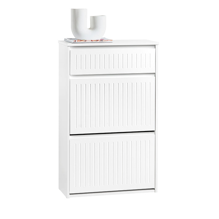 SoBuy | Schuhkipper mit 2 Klappen und 1 Schublade | Schuhschrank | Schuhregal | Weiß | FSR165-W