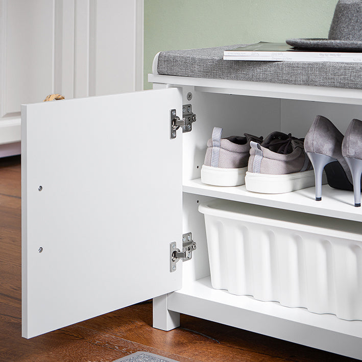 SoBuy | Schuhbank mit Sitzfläche | Dielenbank | Sitzbank | Schuhschrank | Weiß | FSR168-W