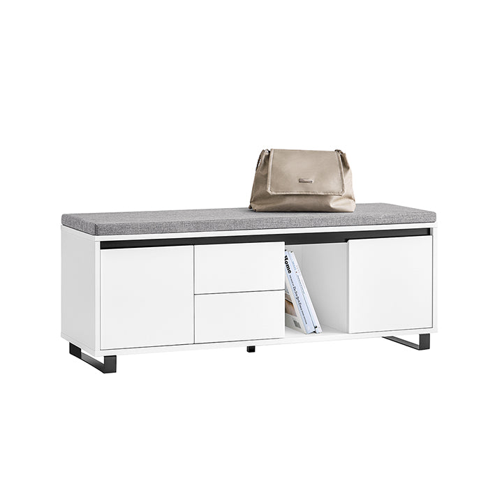 SoBuy | Schuhbank mit 2 Schubladen | Sitzbank | schuhschrank | Dielenbank | Weiß | FSR176-W