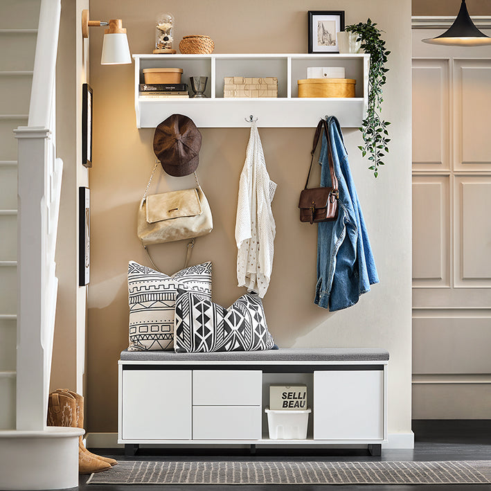 SoBuy | Schuhbank mit 2 Schubladen | Sitzbank | schuhschrank | Dielenbank | Weiß | FSR176-W