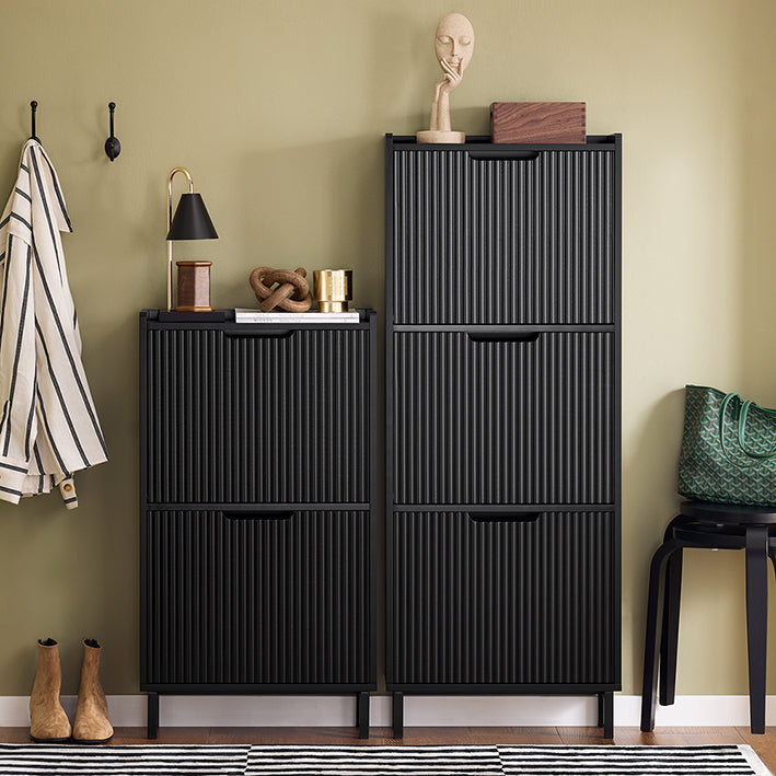 Vorverkauf | SoBuy | Schuhkipper mit 3 Klappen | Schuhschrank schmal | Schuhkommode Schwarz | FSR177-H-SCH