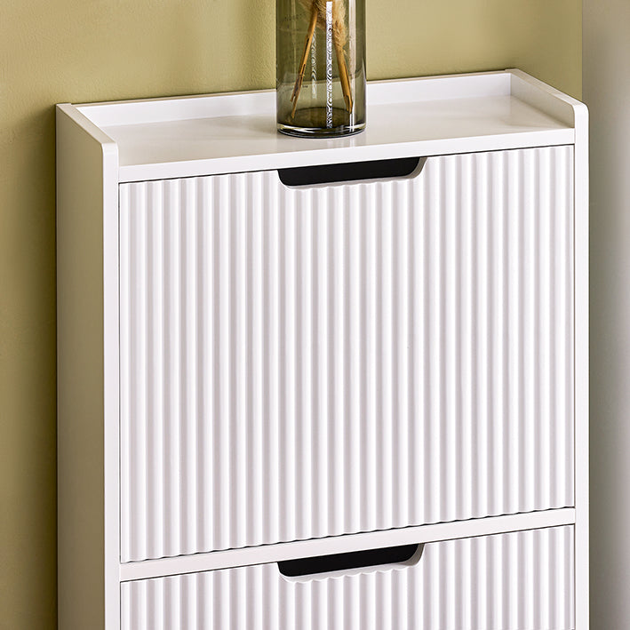 SoBuy | Schuhkipper mit 3 Klappen | Schuhschrank schmal | Schuhkommode Weiß | FSR177-H-W