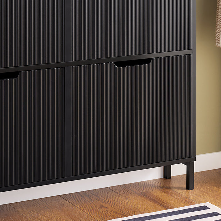 SoBuy | Schuhkipper mit 4 Klappen | Schuhschrank schmal | Schwarz | FSR177-L-SCH