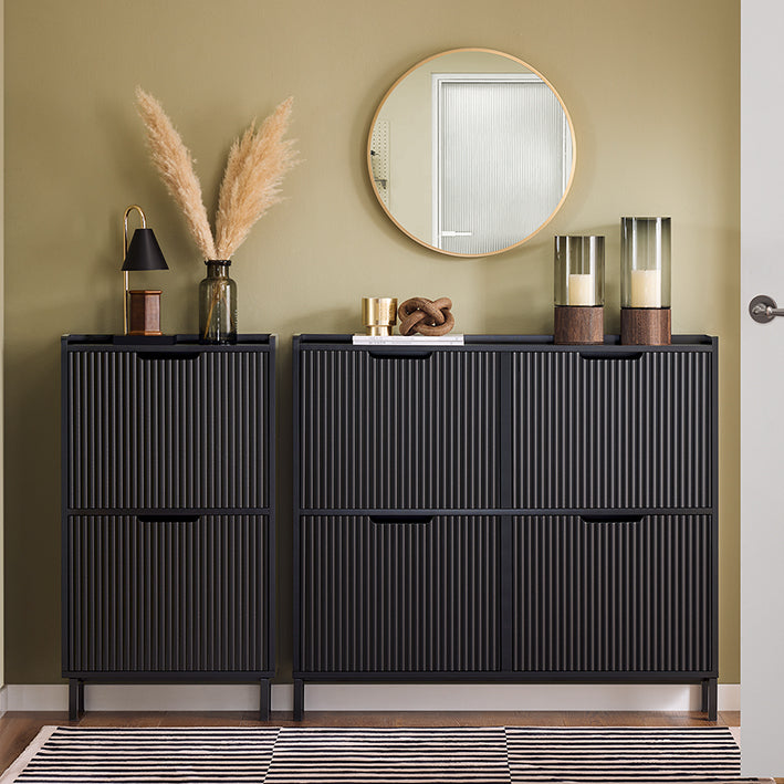 SoBuy | Schuhkipper mit 4 Klappen | Schuhschrank schmal | Schwarz | FSR177-L-SCH