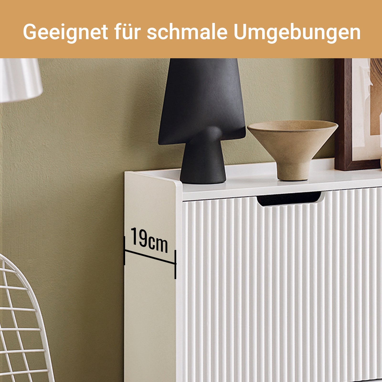 SoBuy | Schuhkipper mit 4 Klappen | Schuhschrank schmal | Weiß | FSR177-L-W