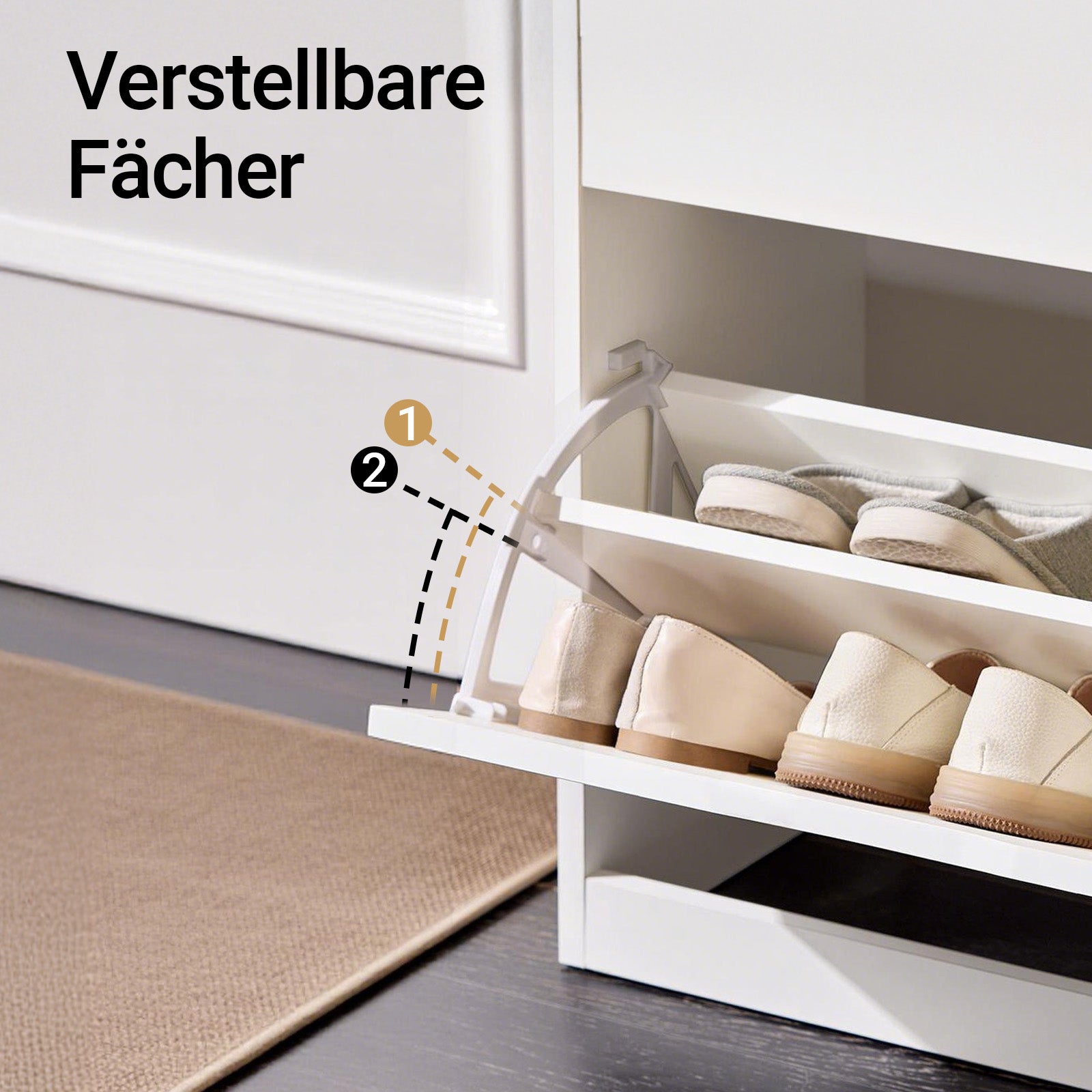 SoBuy | Schuhkipper mit 4 Klappen | Schuhschrank schmal | Schuhregal | Weiß| FSR180-W