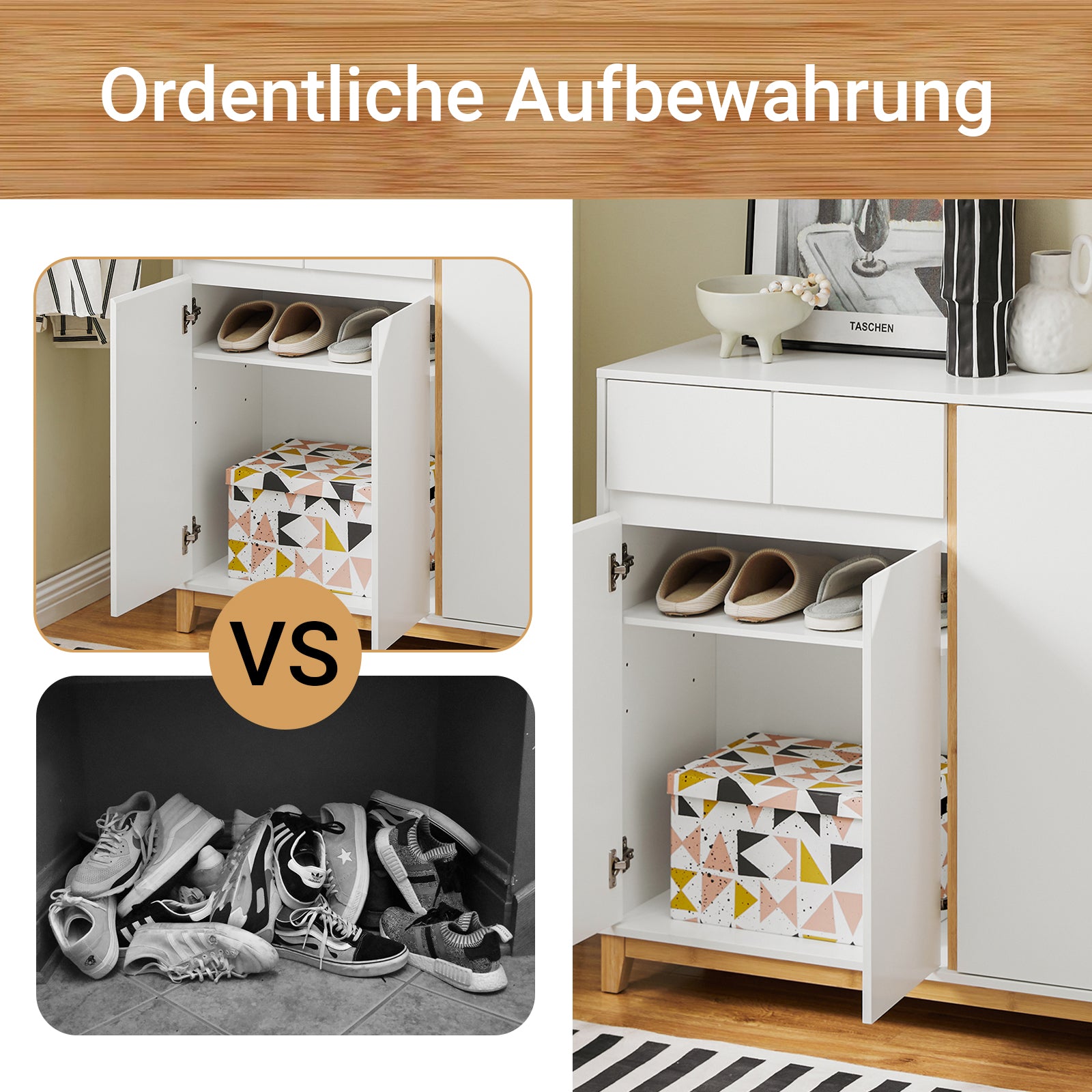 SoBuy | Schuhschrank | Sideboard | Flurschrank | Kommode | Küchenschrank | FSR190-WN